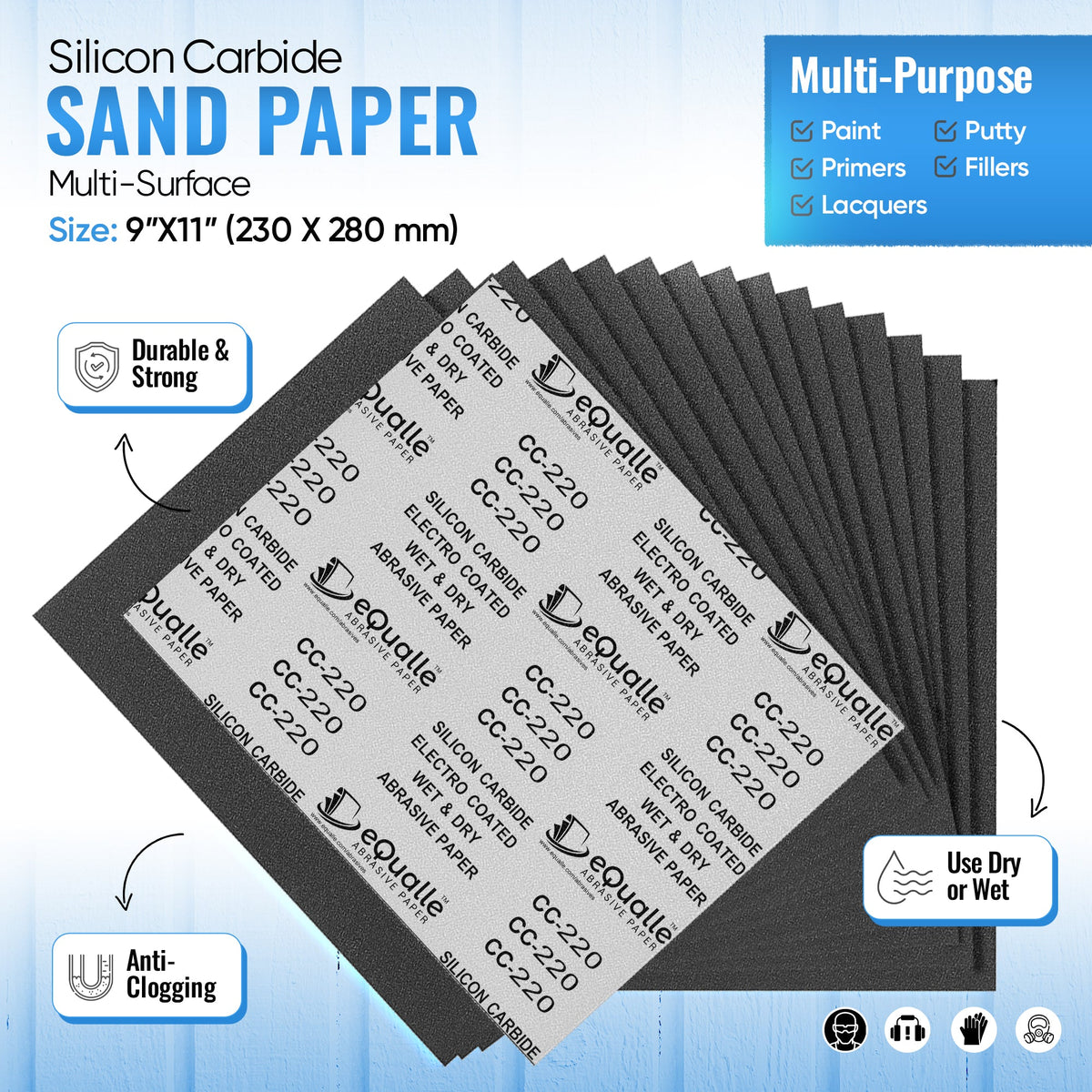 150 Grit Sandpaper Sheets – 100 Pack, 9x11 in, Wet or Dry Use
