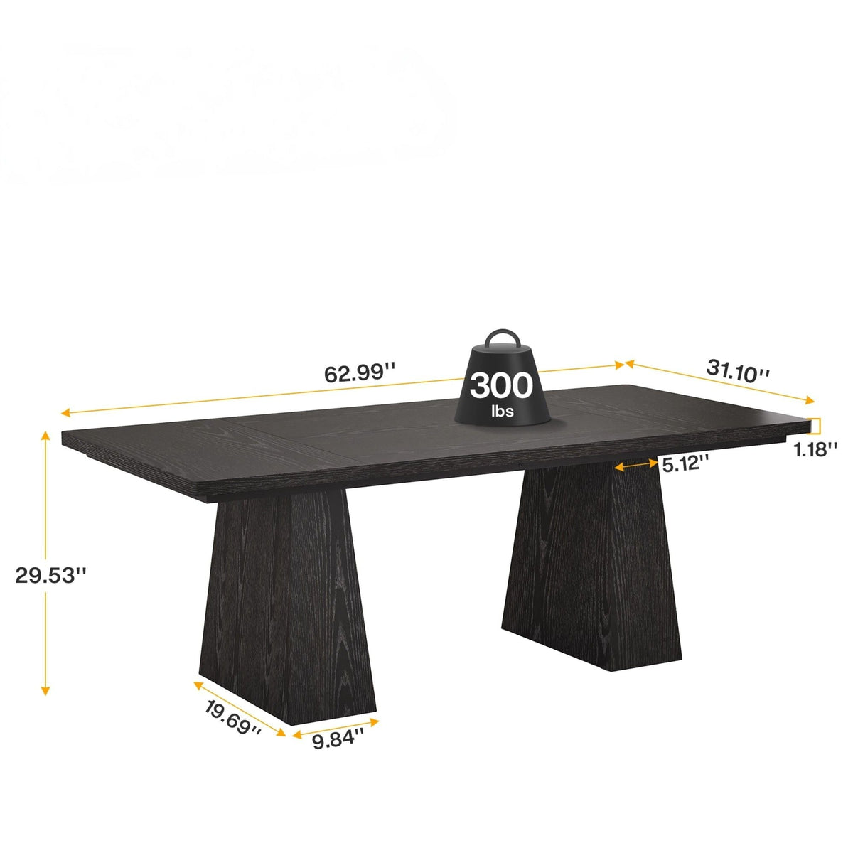 Executive Desk, Workstation With Double Pedestal For Home Office