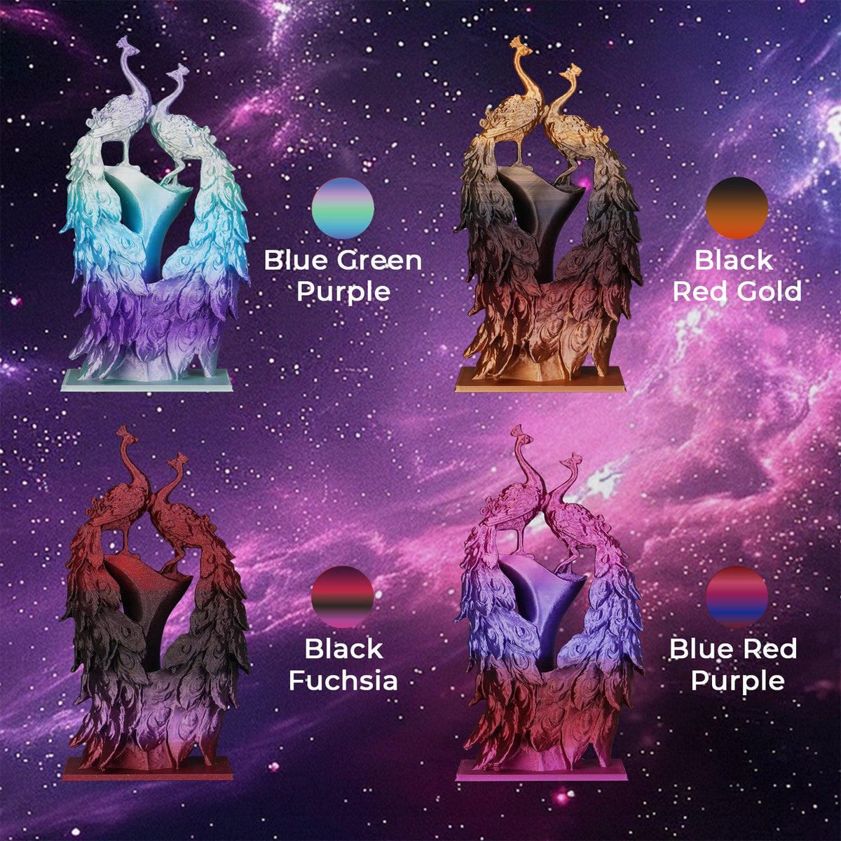 PLA Silk Shiny Gradient Variety Pack (4x200g) - 1.75MM