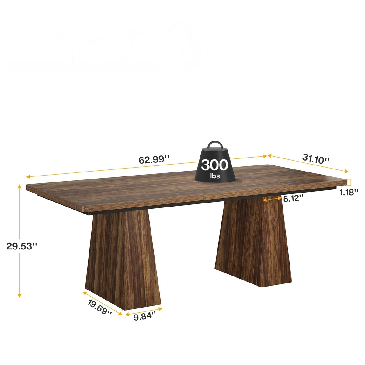 Executive Desk, Workstation With Double Pedestal For Home Office