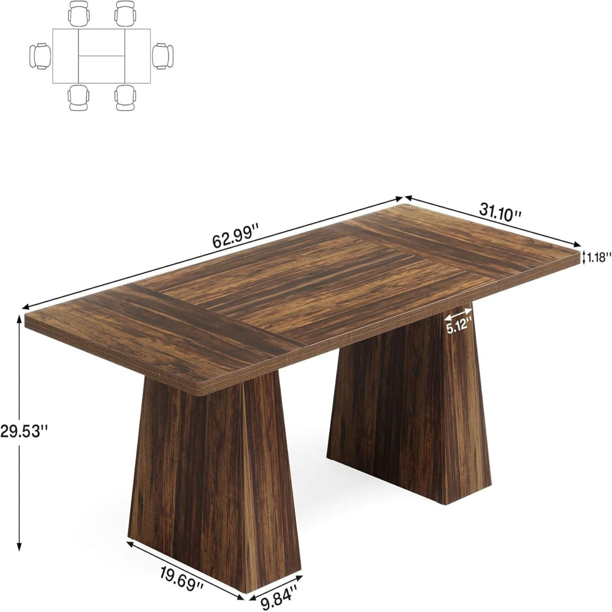 Executive Desk, Workstation With Double Pedestal For Home Office