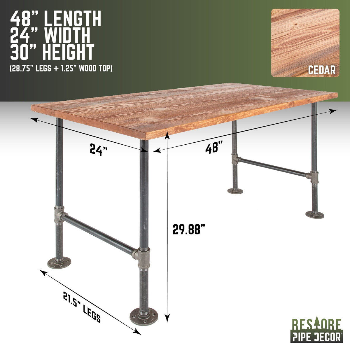 RESTORE Sunset Cedar Solid Wood Office Desk