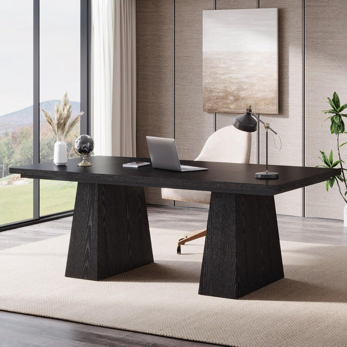 Executive Desk, Workstation With Double Pedestal For Home Office