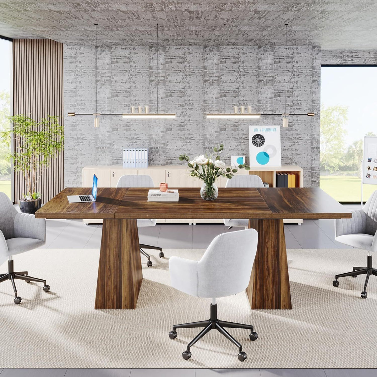 Executive Desk, Workstation With Double Pedestal For Home Office