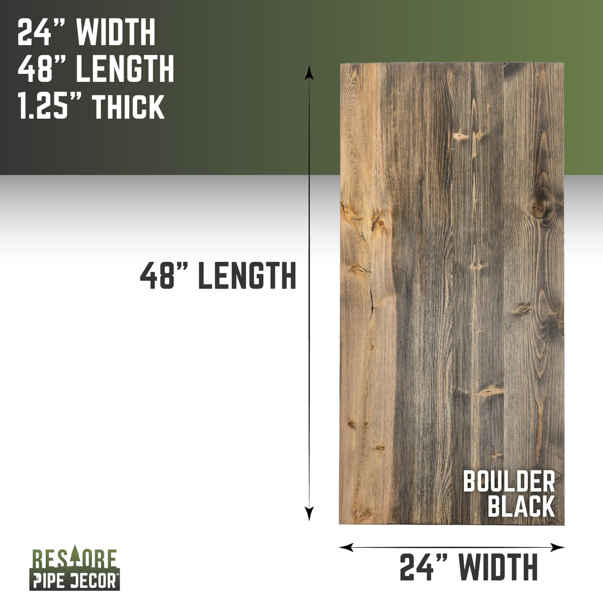RESTORE Boulder Black Solid Wood Desk Tabletop