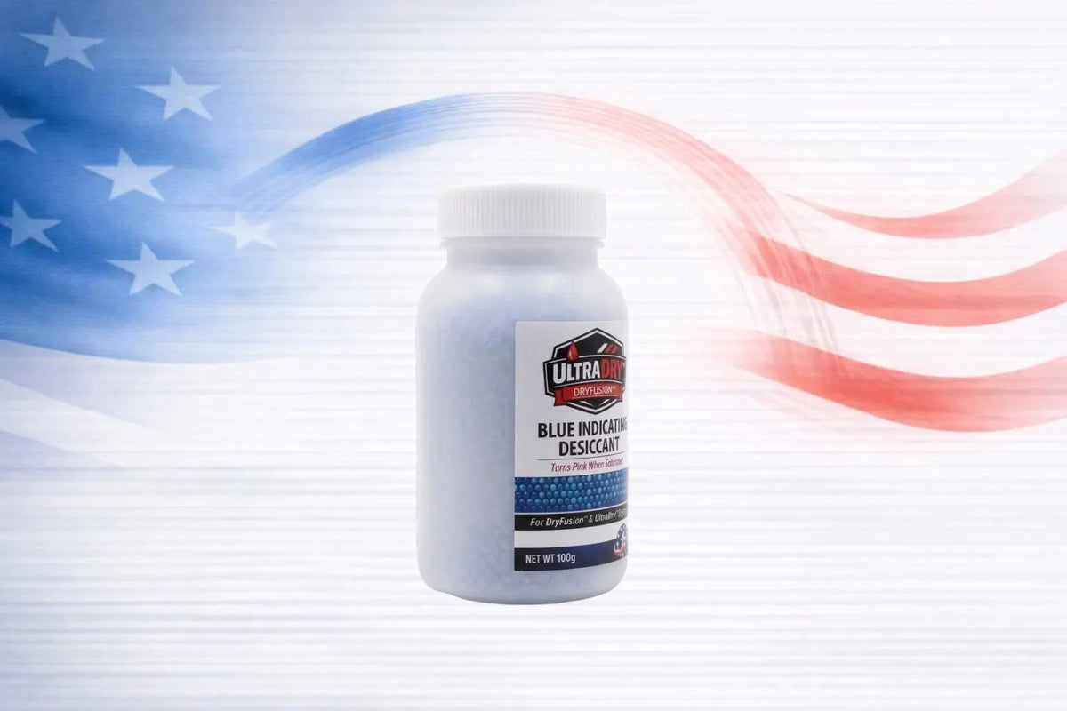 UltraDry 100g Blue Indicating Desiccant Bottle — Reusable Moisture Control