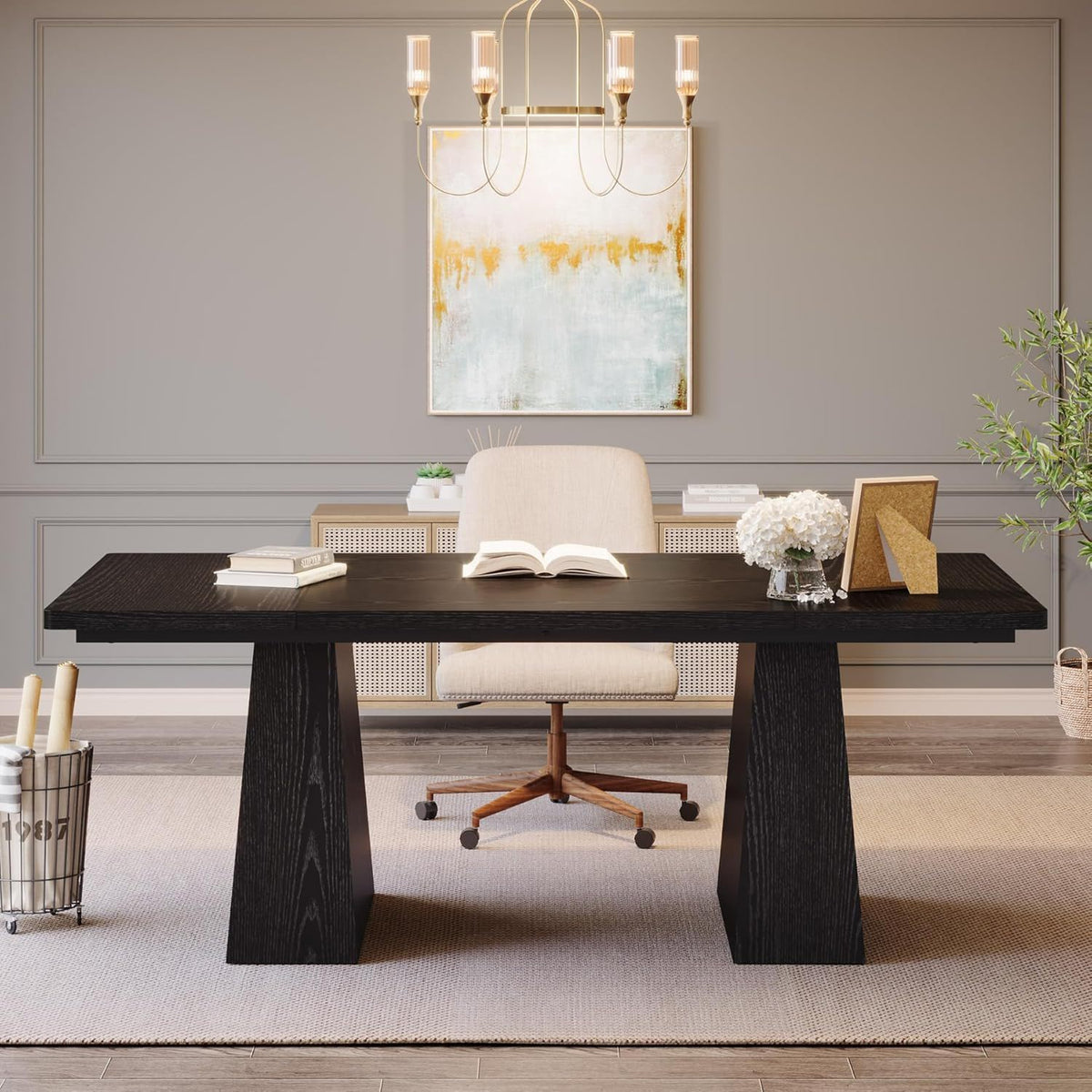 Executive Desk, Workstation With Double Pedestal For Home Office