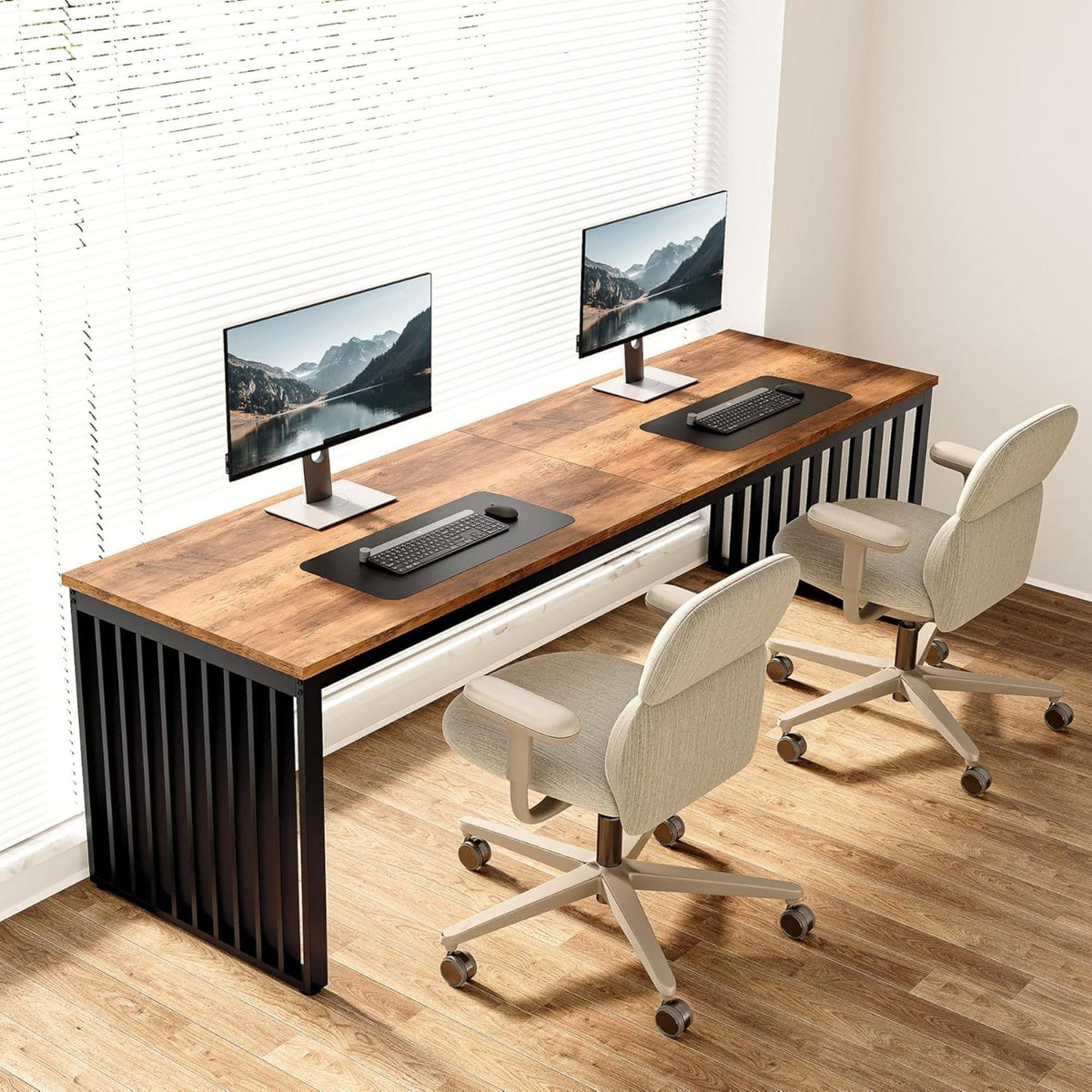 Double Computer Desk For 2 Person, Extra Long Workstation